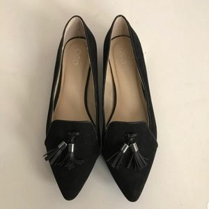 SOLD - Cato Black Pointed Flats with tassels, Size - 10
